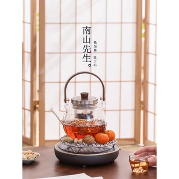 南山先生屹川蒸煮茶壺圍爐煮茶家用室內電陶爐煮茶器玻璃茶壺套裝