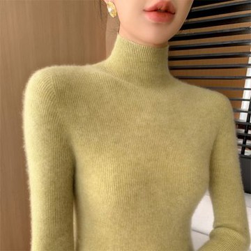 【米蘭精品】現貨+預購 100%羊毛衣針織衫發熱衣長袖保暖內搭加絨寬鬆大碼休閒-無縫高領女上衣9色74nc11