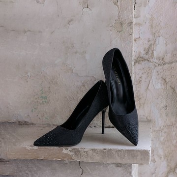 【1+1優惠】HS 奢華閃鑽質感跟鞋 黑