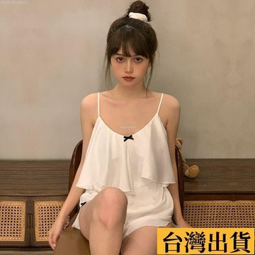 🌈台倉出庫🌈 【工廠直營店】2025夏季新款大碼300斤純慾風冰絲睡衣 吊帶短褲性感家居服睡衣女