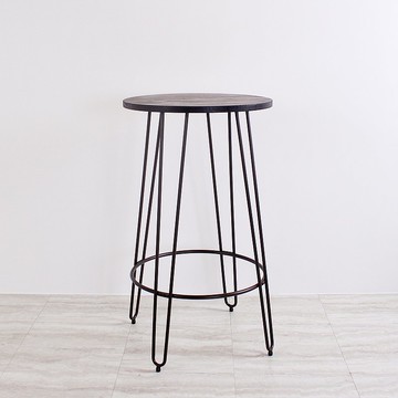 榆木實木 圓形 咖啡色鐵腳 吧桌