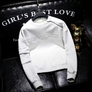 印花秋冬大學T男2025年春秋季韓版新款圓領仿華棉鋼印大學T2025年潮