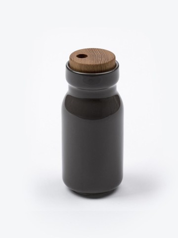 Ceramic seasoning container (L) dark warm gray