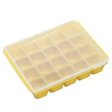 [福利商品]7-3_Tgm 矽膠副食品冷凍20格分裝盒, 15.5*12*3cm, 芥末黃色, 1入