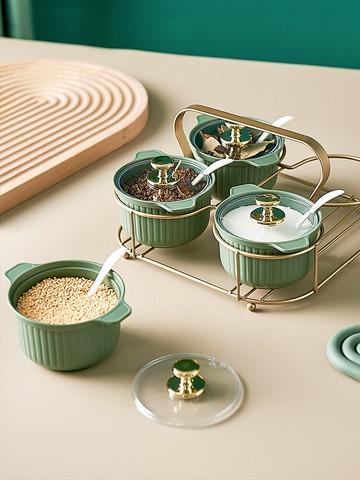 調料盒家用廚房高檔調料用品套裝組合輕奢風鹽罐味精調味料收納盒