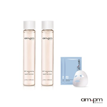 【ampm牛爾】喚新肌泌EGF修復精華(全臉眼專用)27ml補充瓶(2入)+贈1000分子保濕面膜2入(馬齒莧/修護)