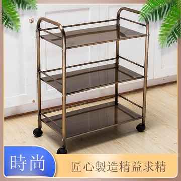 不銹鋼三層火鍋菜架車酒店餐桌三層手推車酒水碗筷燜鍋置物架餐車[DD160110]