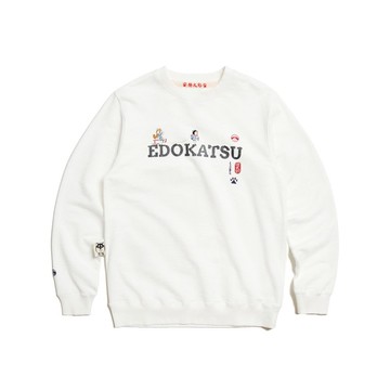 江戶勝 日系 男裝 勝太郎好友長袖T恤(米白色) #上衣#勝太郎
