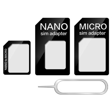 UniSync 大小SIM卡轉接4件組 含卡針  黑色  1組