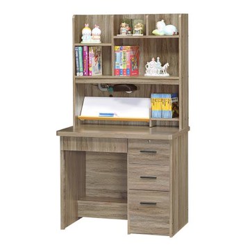 【AS】阿諾德多功能收納3尺灰橡色附抬燈書桌-90x57x164cm