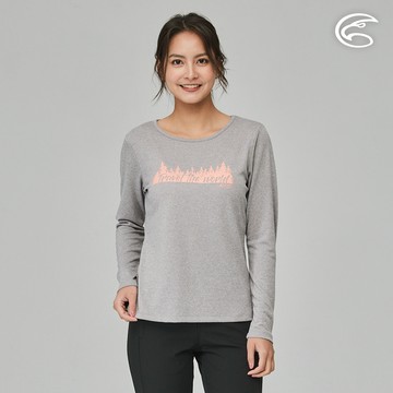 ADISI 女圓領涼感智能纖維速乾長袖圖T AL2311046 (S-2XL) 雙色中灰｜吸濕排汗 快乾 單向導濕 彈性 排汗衣
