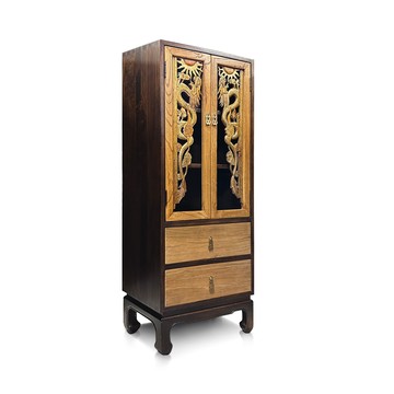 【C'est Chic】雲中龍舞雙抽雙門實木雕刻櫃(半老件100年)-幅48cm