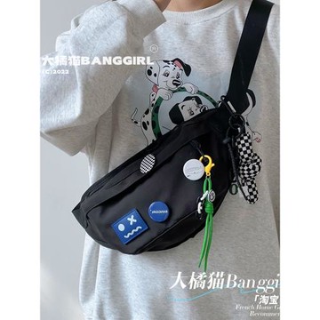 日系ins原宿運動大容量胸包男 小眾復古百搭個性斜挎包女學生腰包