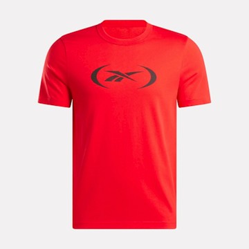 Reebok Basketball T-shirt [100214160] 男 T恤 運動上衣 短袖 紅 黑