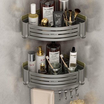 工廠直銷 免運 置物架 浴室毛巾架 收納架 壁掛架 心力衛生間三角置物架廚房壁掛式廁所洗手間洗漱臺收納家居免打孔特惠/開立發票 售後保障 特價K1219