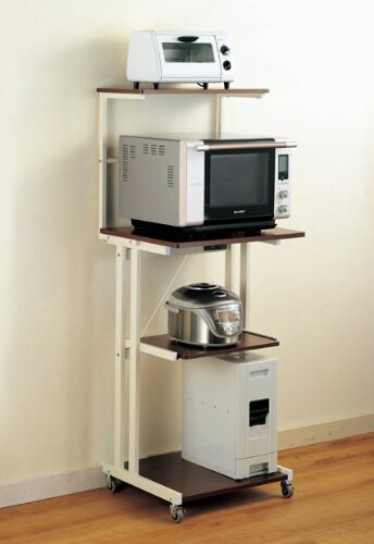 附插座四層微波爐架/廚房電器架/電器收納櫃/廚房置物架-白色胡桃色咖啡色【KWG-H(WH) 】【KWG-H(BR)】 外銷日本好物/台灣製"全球生活家"