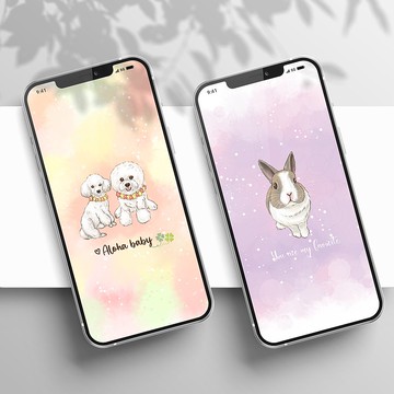 【客製毛孩手機桌布】手繪|寵物|狗狗|貓咪|毛小孩|桌布|電子檔