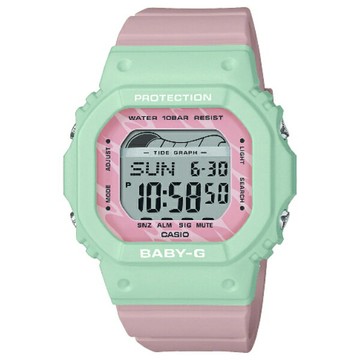 CASIO卡西歐Baby-G BLX-565-3 繽紛浪潮休閒運動衝浪腕表/37.9mm/綠x粉｜樂天領券現折★全館特惠中★指定刷卡回饋10%