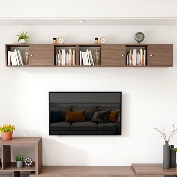 ??快速出貨 可開發票 創意實木板墻上置物架書架掛墻式收納柜壁柜客廳背景墻面裝飾隔板