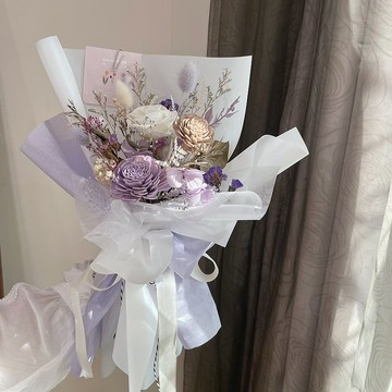 【情人節花束】浪漫紫色 永生花束 情人節花禮 韓式花束 客製化