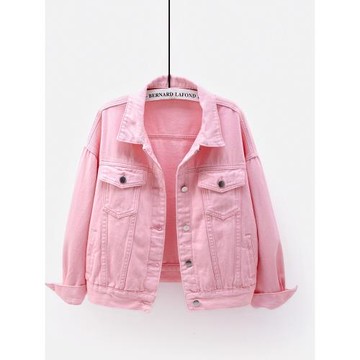 歐貨粉色牛仔衣外套女2025新款春秋季短款小個子爆款寬松時尚夾克