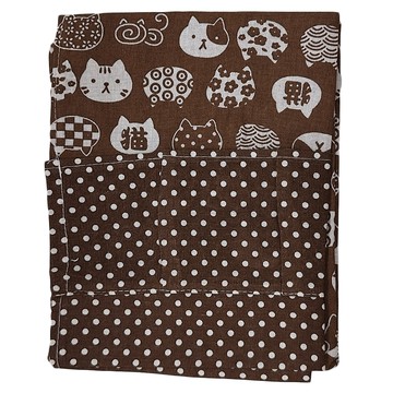 幸福小貓 門簾 棉麻  90 x 88cm  咖啡色