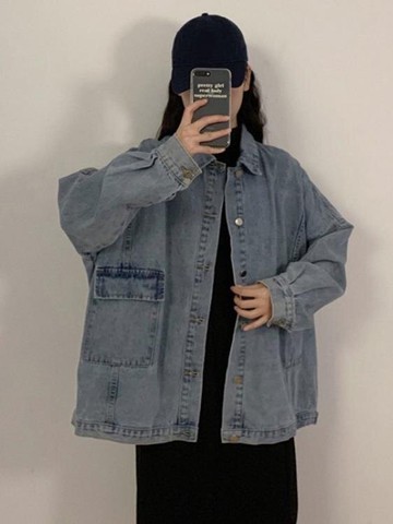 牛仔外套女 原宿風寬鬆bf學生工裝牛仔外套女韓版百搭2022年春季新款潮