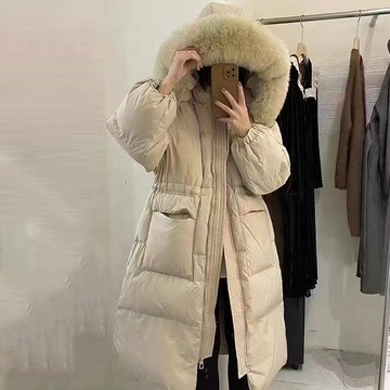 現貨+預購 真羽絨90%鴨絨羽絨外套-甜美收腰白鴨絨抗寒大毛領女夾克2色74jx70【獨家進口】【米蘭精品】