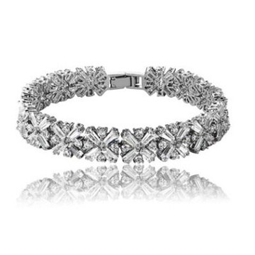 純銀手鍊 鍍白金鑲鑽手環-時髦別緻大方米字形情人節生日禮物女飾品73cv14【獨家進口】【米蘭精品】