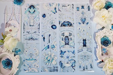 OKMT新七天原創流麻咕卡貼紙PET手帳手賬膠帶貝殼光工藝 水晶秘堡