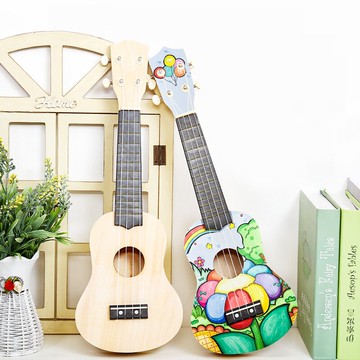 21吋DIY彩繪烏克麗麗材料包 小吉他 需自行組裝 樂器 勞作 塗鴉 教學【BlueCat】【JC4377】