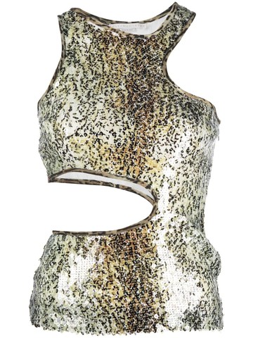 Stella McCartney - sequin-embellished cut-out top - women - Polyamide/Elastane/Elastane/Polyamide - 42 - Green