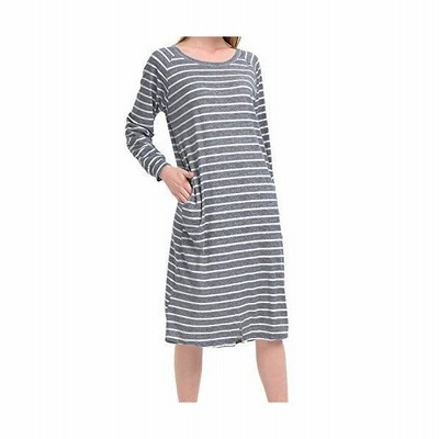 吸水速乾 ボーダー ワンピース ゆったり 伸縮性 柔らか 薄手 長袖 膝丈 ロング ボーダー柄 部屋着 秋冬 冬 パジャマ ルームウェア レ 通販 Lineポイント最大get Lineショッピング