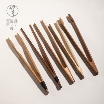 落笙竹制茶夾鑷子茶杯夾功夫茶具配件木制泡茶工具茶夾子茶道零配