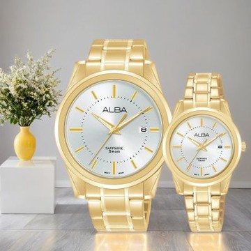 ALBA 雅柏 Prestige 簡約時尚大三針情侶手錶 對錶 新春換新 送禮首選-41+30mm (AS9V18X1+AH7EE6X1)
