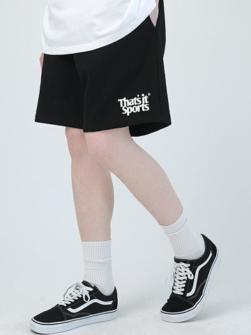 Sports Logo Half Sweat Pants Black