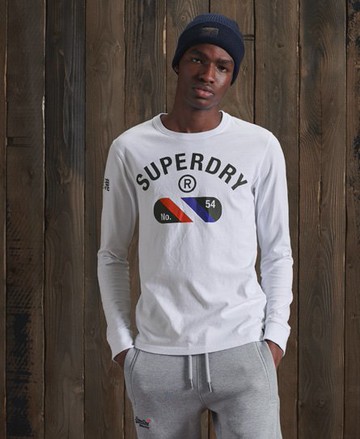 Superdry Men's Men's Vintage Sport Long Sleeve Top White / Optic - Size: M