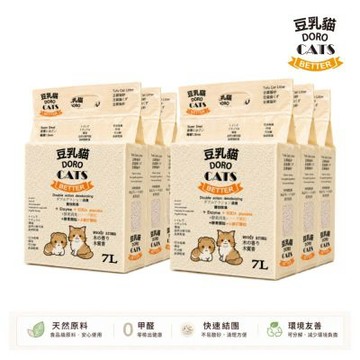 DORO CATS豆乳貓極細豆腐貓砂添加酵素與小蘇打顆粒雙重消臭(木質香)7L*6入(箱)