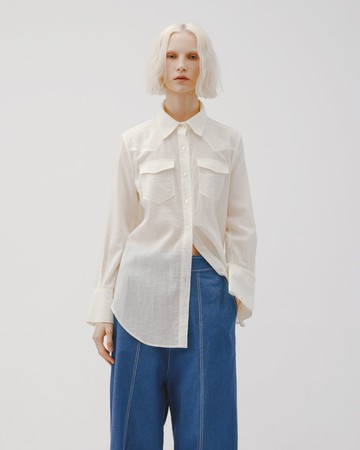 UUIN_輕薄剪接雙口袋襯衫