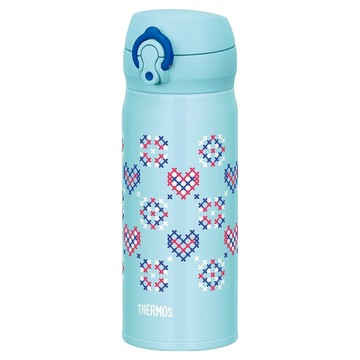 THERMOS 膳魔師 JNL-403K系列 超輕量不鏽鋼保溫瓶 400ml  藍色織紋款  1個