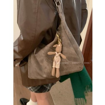 美拉德復古包包女秋冬2023新款潮學院風托特包休閑大容量斜挎包