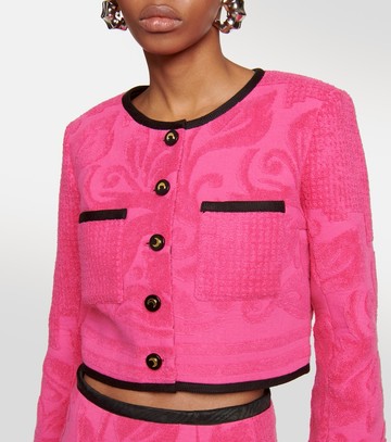 Marine Serre Jacquard cropped cotton jacket