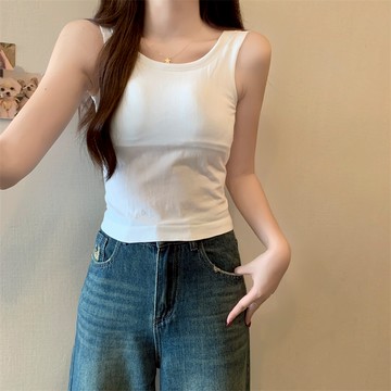 【ⓇⒺⓃⒶ 現貨每天出】高彈性螺紋背心/Bra top/罩杯背心/小背心/Bra Top/小可愛【R21837】