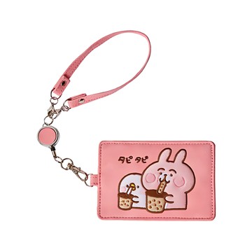 YENDAR 研達 卡娜赫拉的小動物皮革票卡夾 票卡套 伸縮拉環  11 x 7.5cm  珍奶 粉色