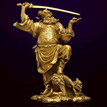純銅天師鐘馗捉鬼神像擺件賜福圣君客廳家居家用供奉銅像工藝品
