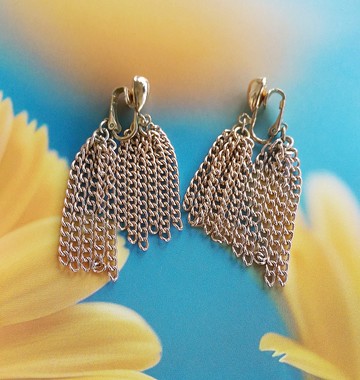 Vintage Jewelry 西洋古董飾品 SARAH COV 前後錯位流蘇 夾式耳環