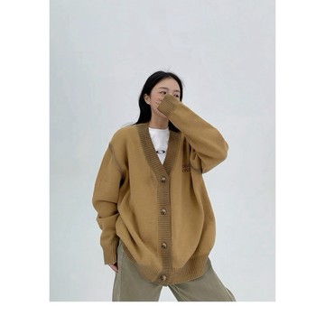 【RICECAKE & OISIS】美式復古 做舊刺繡 毛衣外套 高級感 百搭 oversize 女
