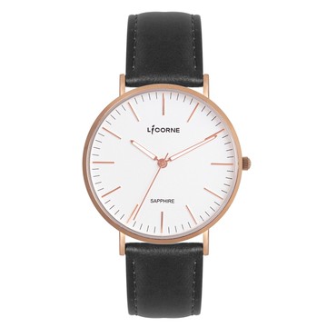 【LICORNE力抗錶】極簡主義清新風格紳士手錶 (白/黑 LT146MRWB)