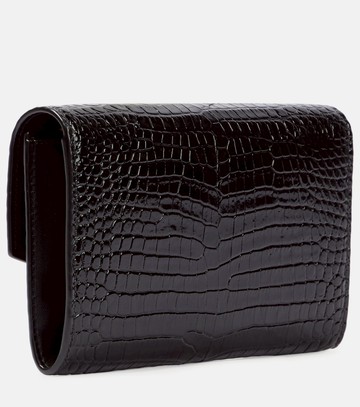 Saint Laurent Uptown croc-effect leather wallet on chain