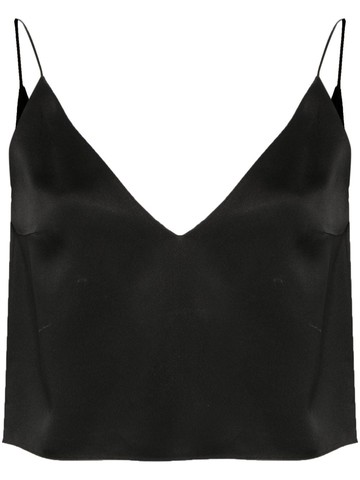 Saint Laurent - cropped V-neck top - women - Viscose/Silk/Acetate - 38 - Black